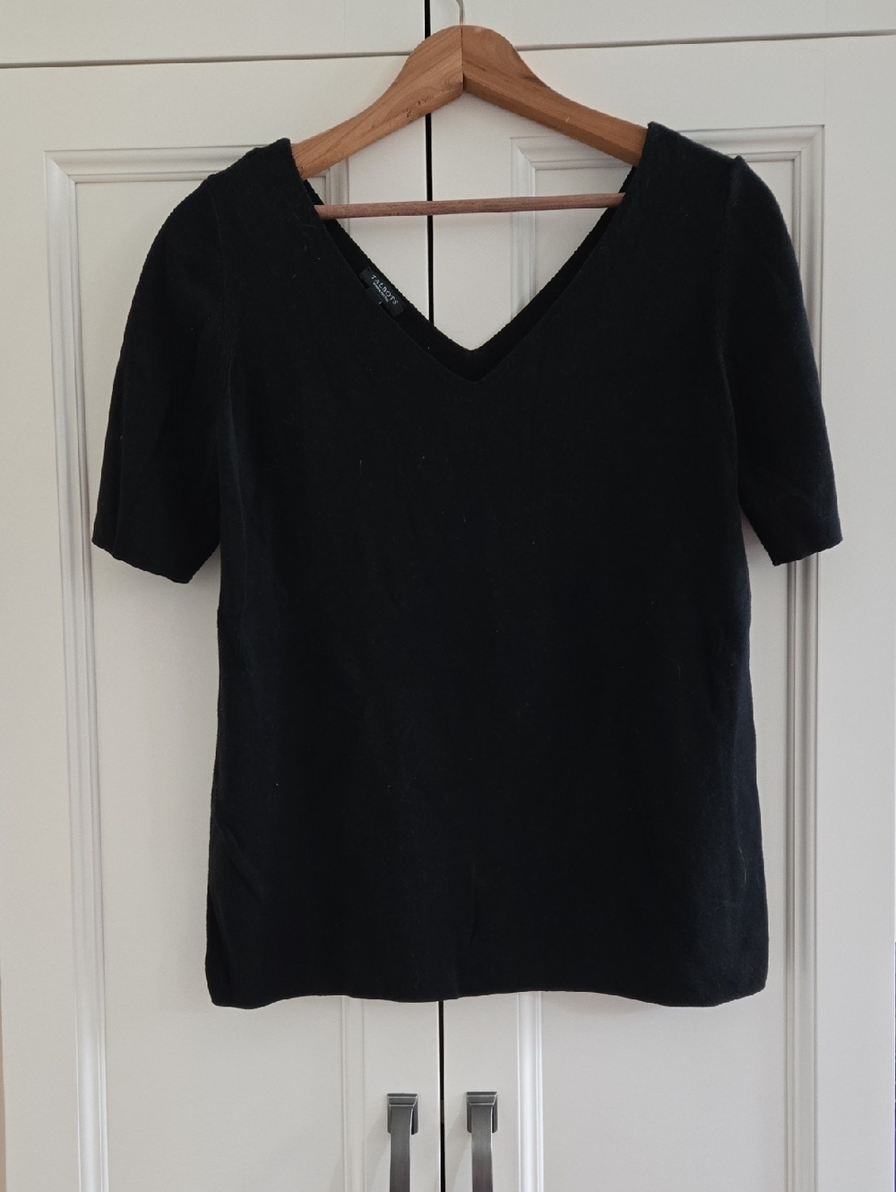 Lot Of 2 Talbots Black V-Neck, V-Back Short Sleeve Knit Top